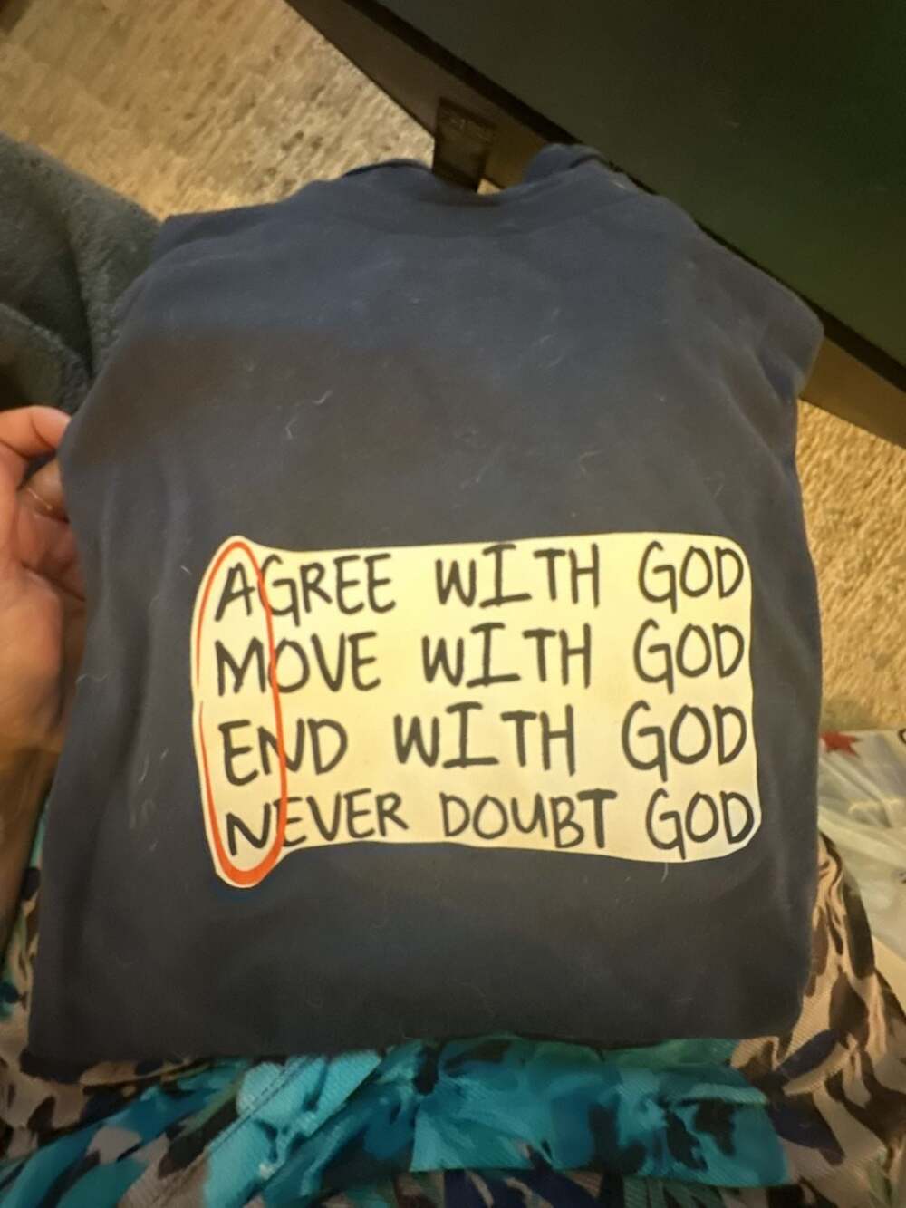 Guiding Cross Amen Agree With God Christian Washed Graphic T-Shirt